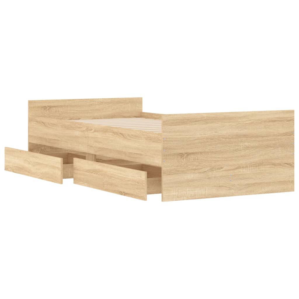 vidaXL Πλαίσιο Κρεβατιού Με Συρτάρια Sonoma Δρυς 75x190εκ Small Single