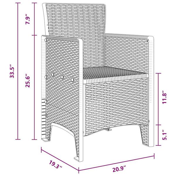 vidaXL Σέτ φαγητού για κήπο 5 pcs Λευκό Rattan Polt