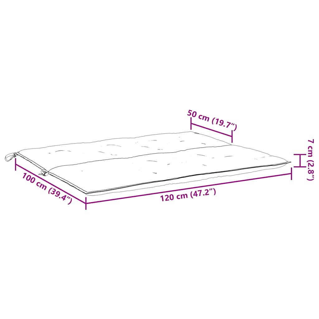 vidaXL Μαξιλάρι Πάγκου Κήπου Κόκινο 120x(50+50)x7 εκ. Ύφασμα Oxford