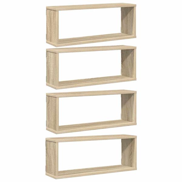 vidaXL Ράφια Κύβοι Τοίχου 4 τεμ. Sonoma Δρυς 60x15x23 εκ. Επεξ. Ξύλο