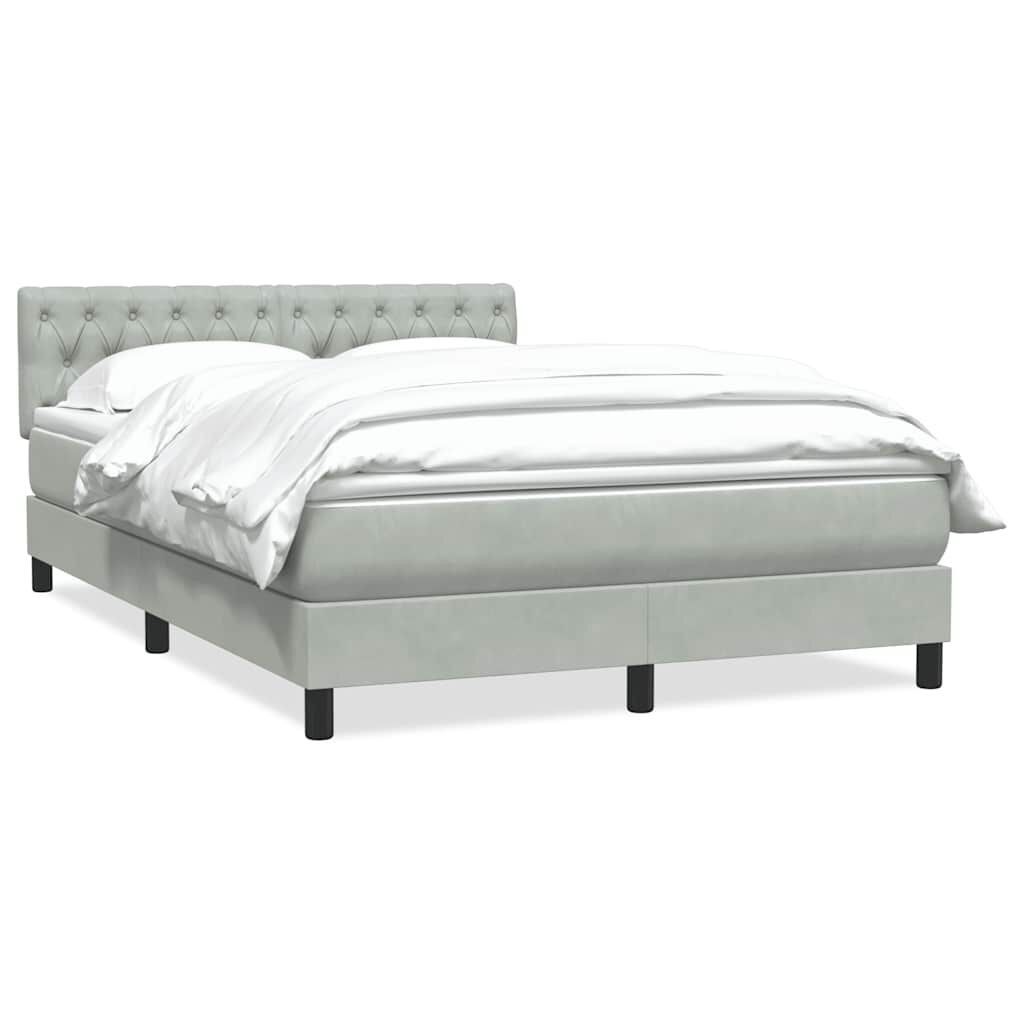 vidaXL Κρεβάτι Boxspring με Στρώμα Ανοιχτό Γκρι 140x210 εκ. Βελούδινο