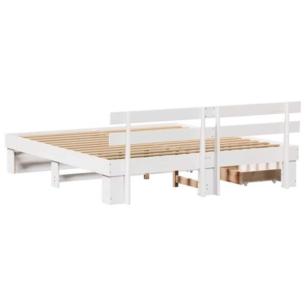vidaXL Σκελετός Κρεβατιού Λευκό 200 x 200 cm Μασίφ ξύλο πεύκου