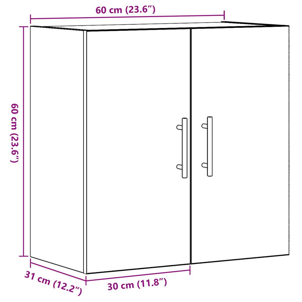 vidaXL Ντουλάπα Τοίχου Μαύρη Δρυς 60x31x70 εκ. Κατασκευασμένο ξύλο