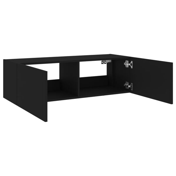 vidaXL Έπιπλο Τοίχου Τηλεόρασης με LED Μαύρο 100x35x31 εκ.