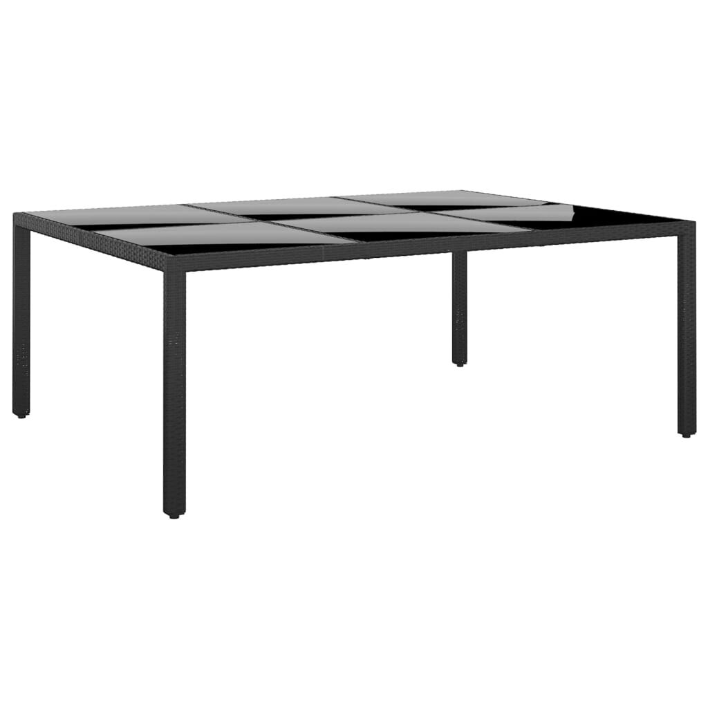 vidaXL Τραπέζι Κήπου Μαύρο 200x150x75 εκ. Ψημένο Γυαλί/Συνθετικό Ρατάν