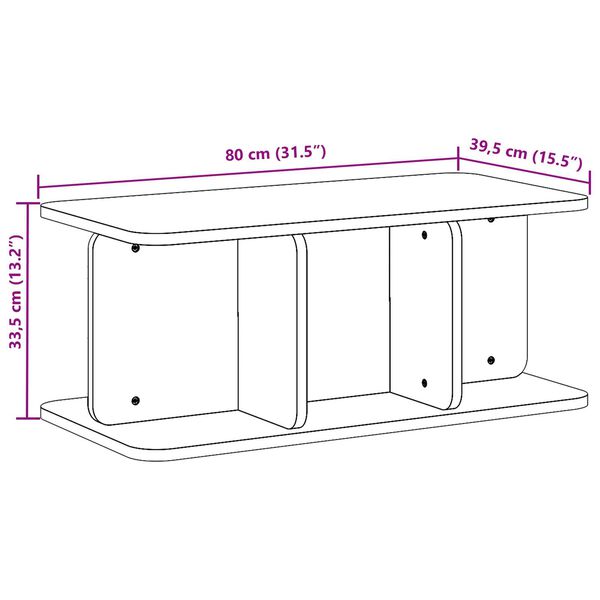 vidaXL Τραπεζάκι σαλονιού Φυσικό 80 x 39.5 x 33.5 εκ