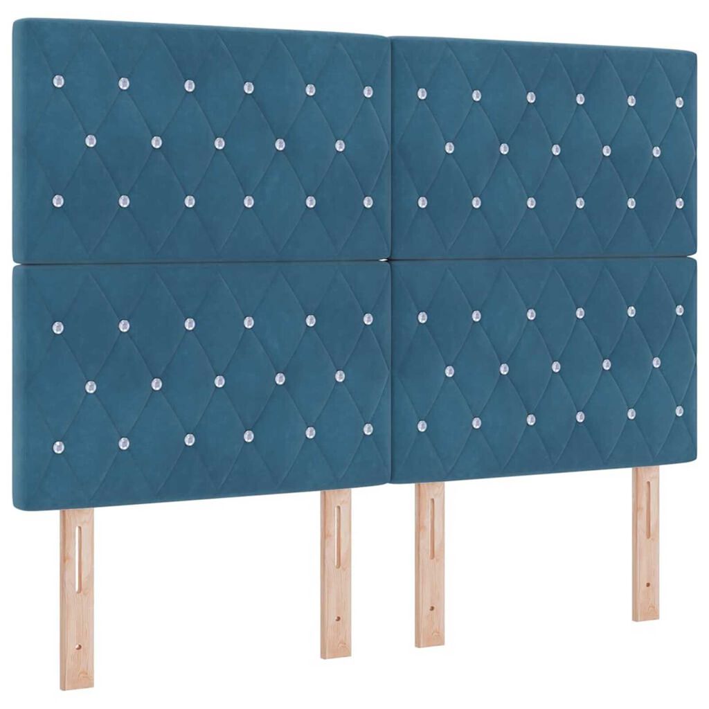 vidaXL Κρεβάτι Box Spring LED με Στρώμα Μπλε 140 x 200 cm Βελούδο
