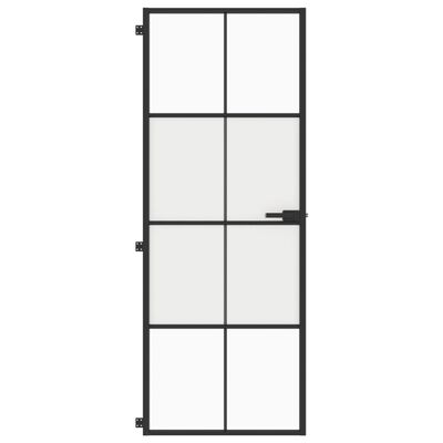 vidaXL Εσωτερική Πόρτα Μαύρη 76x201,5 εκ. Ψημένο Γυαλί και Αλουμίνιο