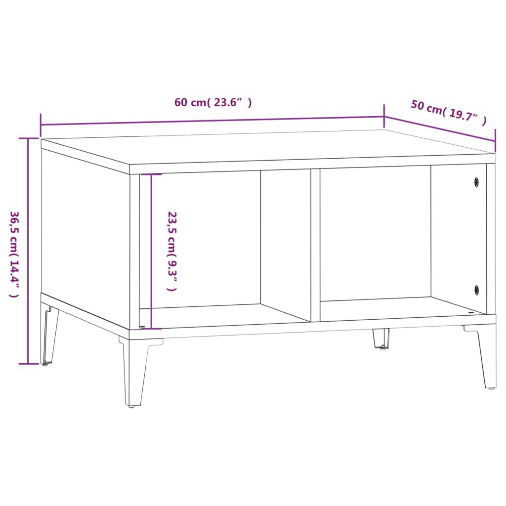 vidaXL Τραπεζάκι Σαλονιού Γκρι Σκυρ. 60x50x36,5 εκ. Επεξεργ. Ξύλο