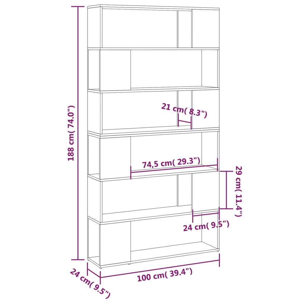 vidaXL Βιβλιοθήκη/Διαχωριστικό Χώρου Λευκό 100 x 24 x 188 εκ.