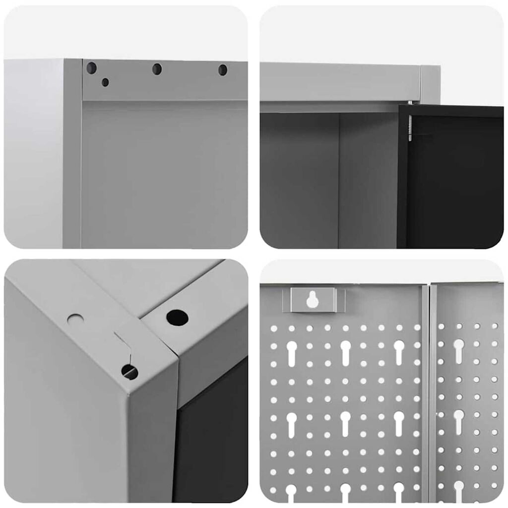 vidaXL Πάγκος εργασίας με συρτάρι 5 pcs Μαύρο 100 x 55 x 200 εκ Ατσάλι