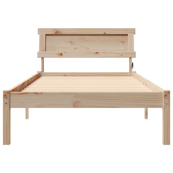 vidaXL Σκελετός Κρεβατιού Καφέ 90 x 190 cm Συμπαγές ξύλο πεύκου