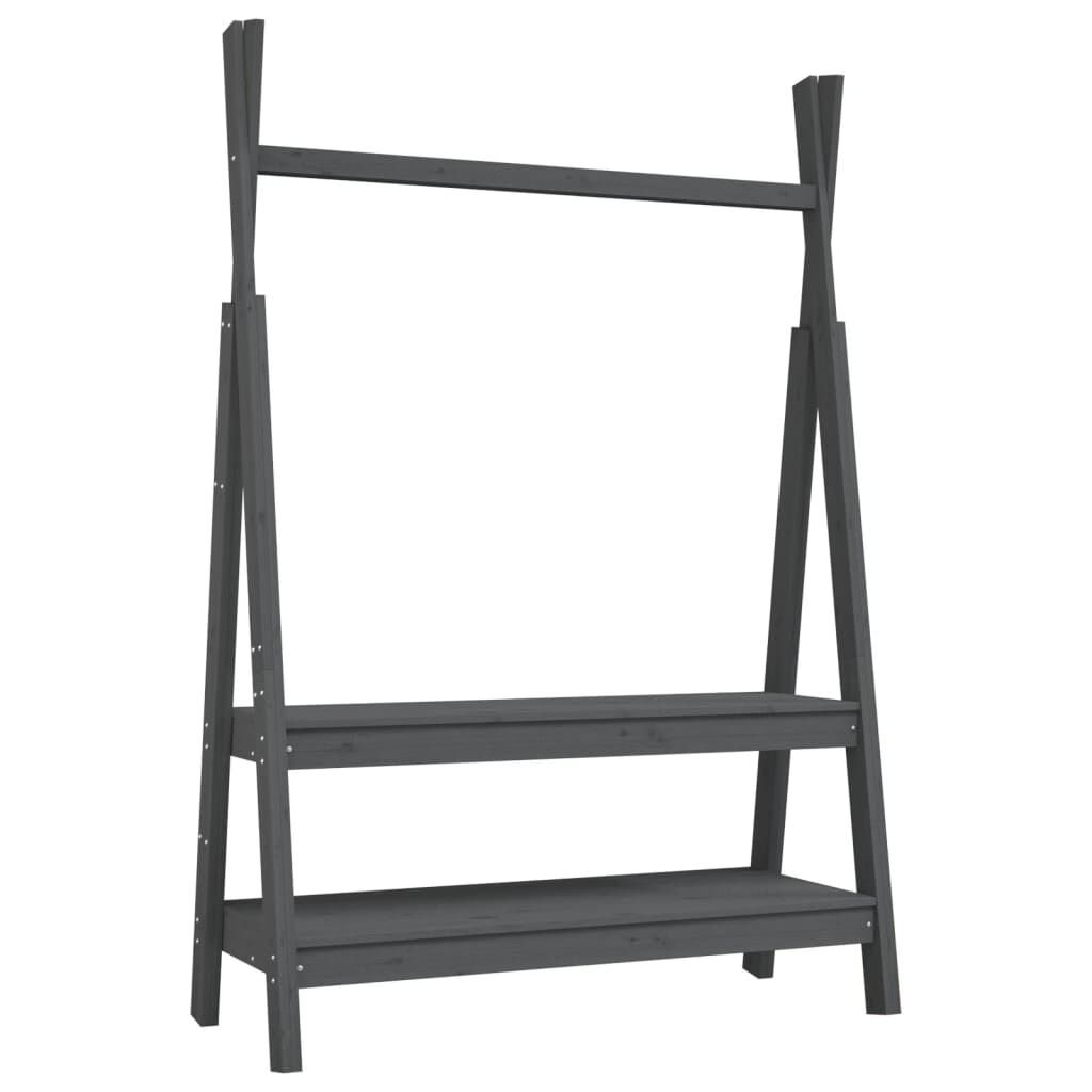 vidaXL Κρεμάστρα Ρούχων Γκρι 100x45,5x150 εκ. από Μασίφ Ξύλο Πεύκου
