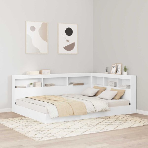 vidaXL Κρεβάτι Βιβλιοθήκης Λευκό 150x200 εκ. Επεξεργασμένο Ξύλο