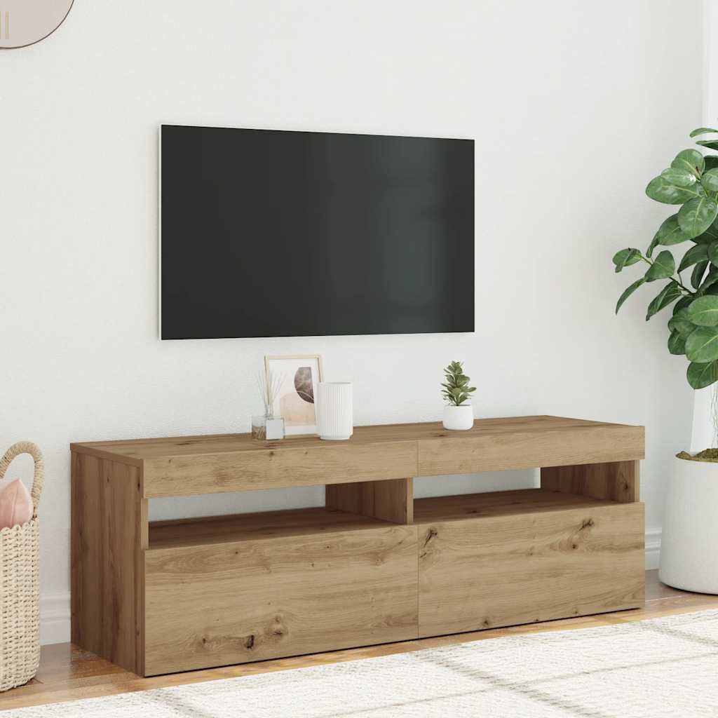 vidaXL Έπιπλο Τηλεόρασης με LED Αρτισιανή Δρυς 120x35x40 εκ Επεξ.Ξύλο
