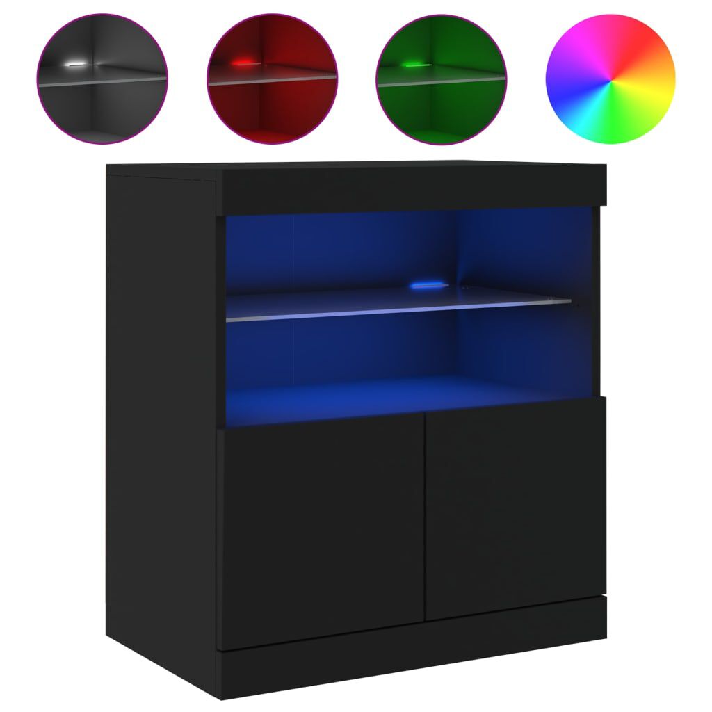 vidaXL Μπουφές με Φώτα LED Μαύρος 60 x 37 x 67 εκ.