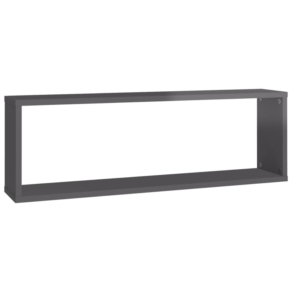 vidaXL Ράφια Κύβοι Τοίχου 4 τεμ. Γυαλ. Γκρι 80x15x26,5 εκ. Μοριοσανίδα