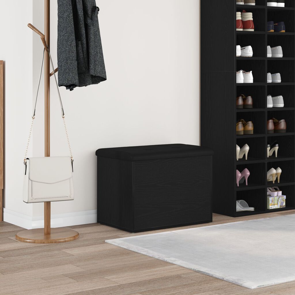 vidaXL Παγκάκι αποθήκευσης Μαύρο Δρυς 60x40x45 εκ. Επεξεργασμένο Ξύλο
