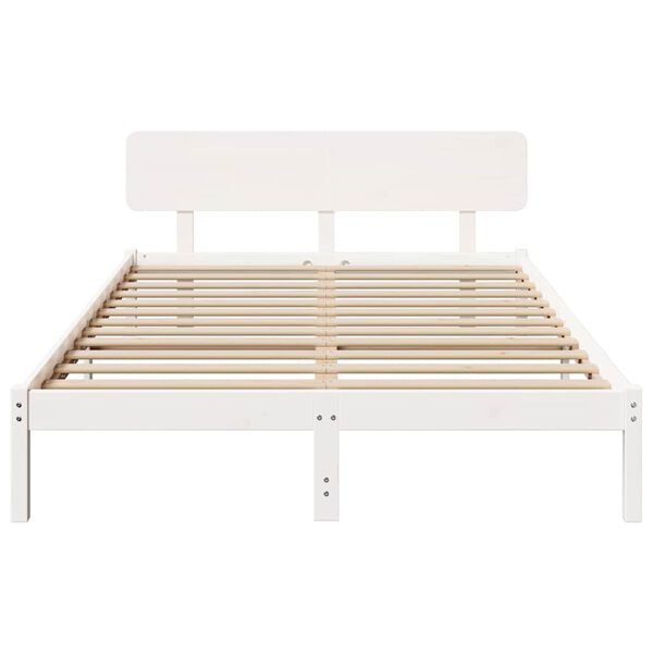 vidaXL Σκελετός Κρεβατιού Λευκό 140 x 200 cm Μασίφ ξύλο πεύκου