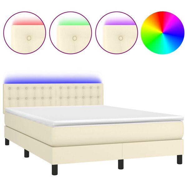 vidaXL &Kappa;&rho;&epsilon;&beta;ά&tau;&iota; Boxspring &mu;&epsilon; &Sigma;&tau;&rho;ώ&mu;&alpha; & LED &Kappa;&rho;&epsilon;&mu; 140x200 &epsilon;&kappa;. &Sigma;&upsilon;&nu;&theta;. &Delta;έ&rho;&mu;&alpha;