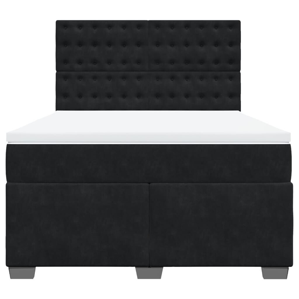 vidaXL Κρεβάτι Boxspring με Στρώμα Μαύρο 140x190 εκ. Βελούδινο