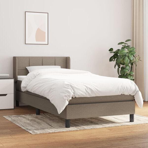 vidaXL &Kappa;&rho;&epsilon;&beta;ά&tau;&iota; Boxspring &mu;&epsilon; &Sigma;&tau;&rho;ώ&mu;&alpha; Taupe 90x200 &epsilon;&kappa;. &Upsilon;&phi;&alpha;&sigma;&mu;ά&tau;&iota;&nu;&omicron;