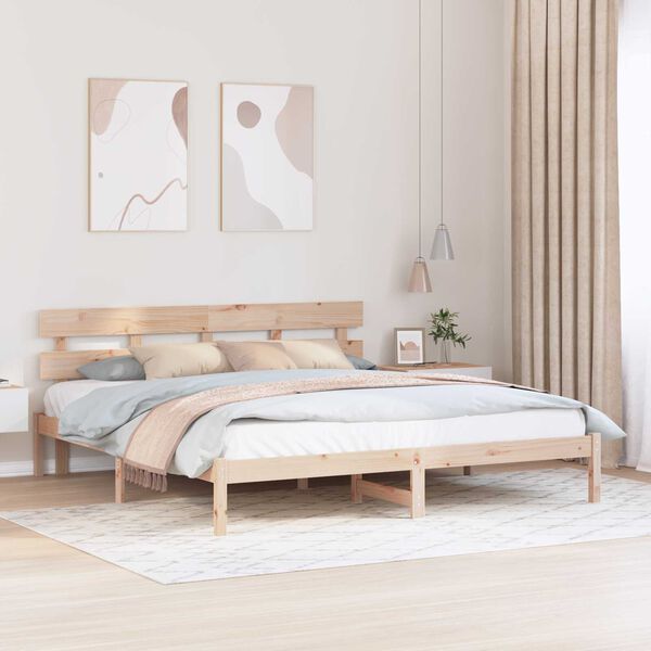 vidaXL Σκελετός Κρεβατιού Καφέ 180 x 200 cm Μασίφ ξύλο πεύκου