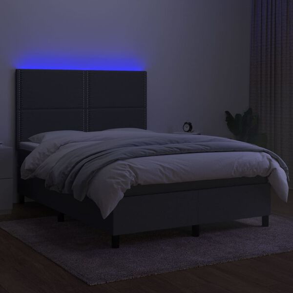vidaXL &Kappa;&rho;&epsilon;&beta;ά&tau;&iota; Boxspring &mu;&epsilon; &Sigma;&tau;&rho;ώ&mu;&alpha; & LED &Sigma;&kappa;.&Gamma;&kappa;&rho;&iota; 140x200 &epsilon;&kappa; &Upsilon;&phi;&alpha;&sigma;&mu;ά&tau;&iota;&nu;&omicron;