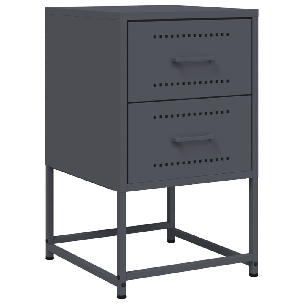 vidaXL Κομοδίνα 2 τεμ. Ανθρακί 36 x 39 x 60,5 εκ. Ατσάλινο