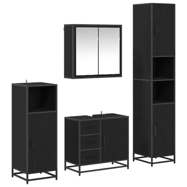 vidaXL &Sigma;&epsilon;&tau; &Epsilon;&pi;ί&pi;&lambda;&omega;&nu; &Mu;&pi;ά&nu;&iota;&omicron;&upsilon; &mu;&epsilon; &rho;ά&phi;&iota; 4 pcs &Mu;&alpha;ύ&rho;&eta; &Omicron;&xi;&upsilon;ά &Epsilon;&pi;&epsilon;&xi;&epsilon;&rho;&gamma;&alpha;&sigma;&mu;έ&nu;&omicron; &xi;ύ&lambda;&omicron;