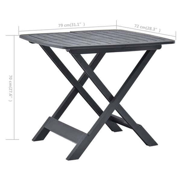 vidaXL Τραπέζι Κήπου Πτυσσόμενο Ανθρακί 79 x 72 x 70 εκ. Πλαστικό