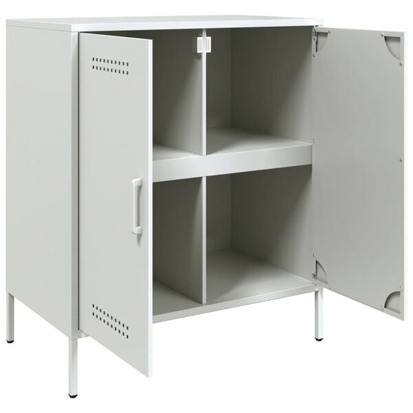 vidaXL Μπουφές Λευκός 68x39x79 εκ. από Ατσάλι