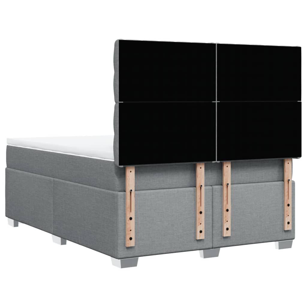 vidaXL Κρεβάτι Boxspring με Στρώμα Ανοιχτό Γκρι 140x200 εκ. Υφασμάτινο
