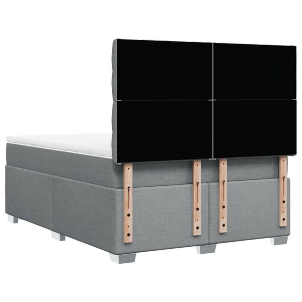 vidaXL Κρεβάτι Boxspring με Στρώμα Ανοιχτό Γκρι 140x200 εκ. Υφασμάτινο