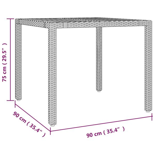 vidaXL Σέτ φαγητού για κήπο 5 pcs Μαύρο και Ξύλο 90 x 90 x 75 cm