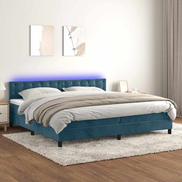 vidaXL &Kappa;&rho;&epsilon;&beta;ά&tau;&iota; Boxspring &mu;&epsilon; &Sigma;&tau;&rho;ώ&mu;&alpha; & LED &Sigma;&kappa;. &Mu;&pi;&lambda;&epsilon; 200x200&epsilon;&kappa;. &Beta;&epsilon;&lambda;&omicron;ύ&delta;&iota;&nu;&omicron;