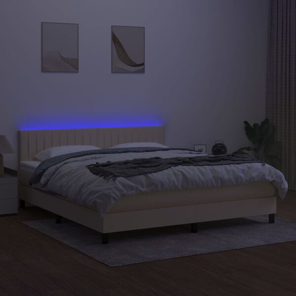 vidaXL &Kappa;&rho;&epsilon;&beta;ά&tau;&iota; Boxspring &mu;&epsilon; &Sigma;&tau;&rho;ώ&mu;&alpha; & LED &Kappa;&rho;&epsilon;&mu; 160x200 &epsilon;&kappa;. &Upsilon;&phi;&alpha;&sigma;&mu;ά&tau;&iota;&nu;&omicron;