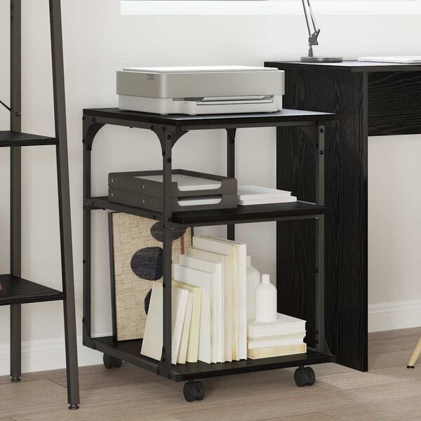 vidaXL Σταντ Εκτυπωτή Μαύρη Οξυά 43 x 48 x 64 εκ Επεξεργασμένο ξύλο