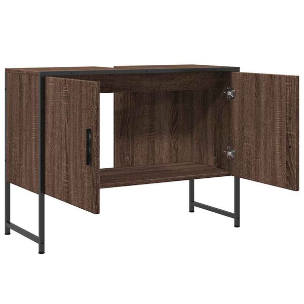 vidaXL Ντουλάπι Μπάνιου Νιπτήρα Καφέ Δρυς 80 x 33 x 60 εκ. Επεξ. Ξύλο