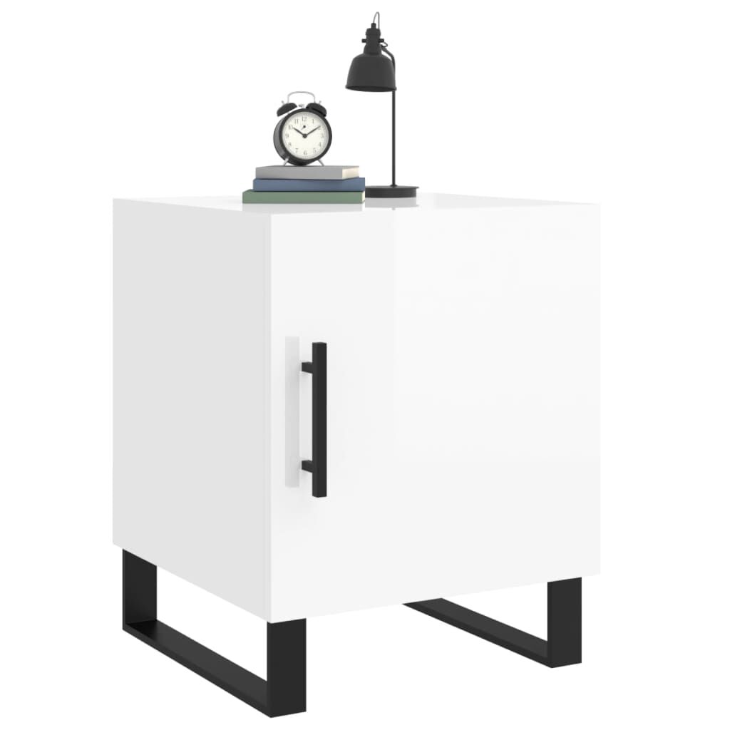 vidaXL Κομοδίνα 2 τεμ. Γυαλ. Λευκό 40 x 40 x 50 εκ. από Επεξεργ. Ξύλο