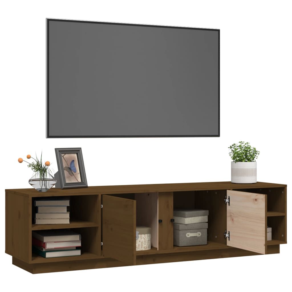 vidaXL Έπιπλο Τηλεόρασης Καφέ Μελί 156x40x40 εκ. από Μασίφ Ξύλο Πεύκου