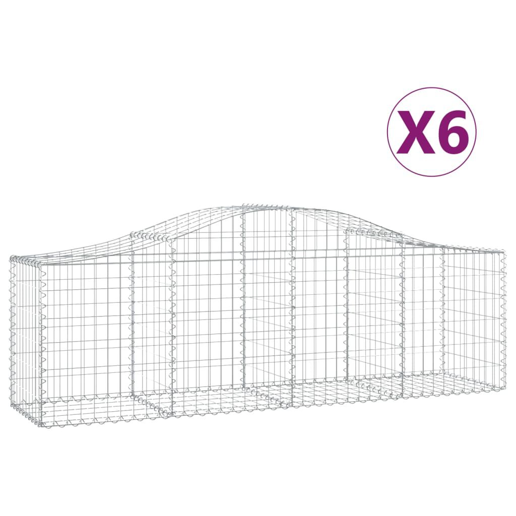 vidaXL Συρματοκιβώτια Τοξωτά 6 τεμ. 200x50x60/80 εκ. Γαλβαν. Ατσάλι
