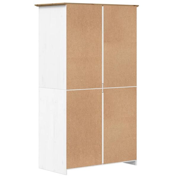 vidaXL Ντουλάπα BODO Λευκή/Καφέ 99x53,5x173 εκ. Μασίφ Ξύλο Πεύκου