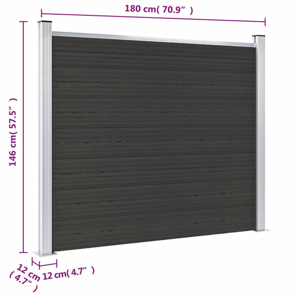 vidaXL Πάνελ Περίφραξης Μαύρο 180 x 146 εκ. από WPC