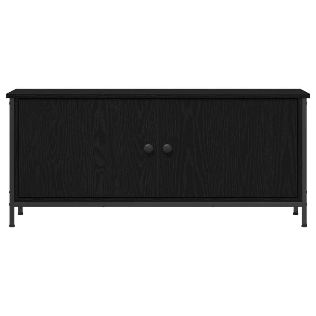 vidaXL TV Stand Μαύρης Δρυός Μαύρη δρυός Μοριοσανίδα, Μέταλλο