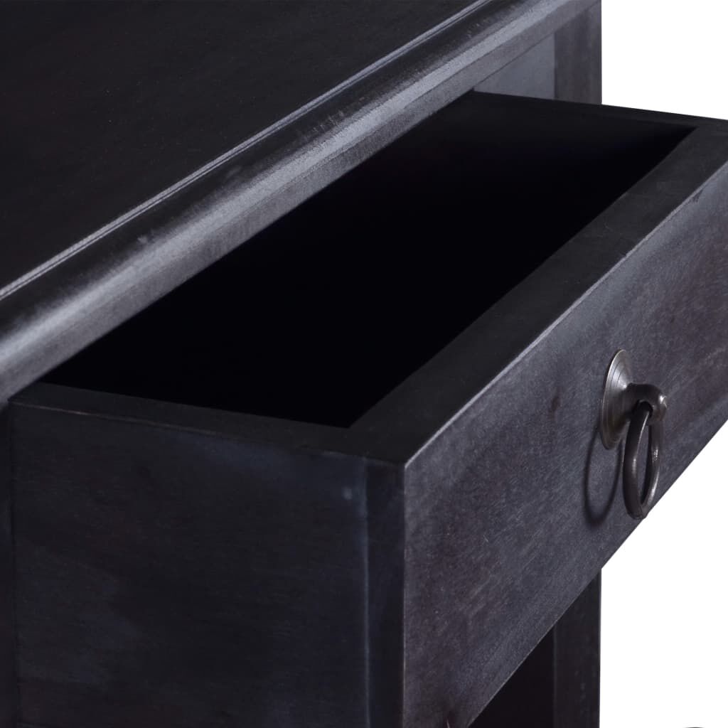 vidaXL Τραπέζι Κονσόλα με Συρτάρι Μαύρο 60x30x75 εκ. από Μασίφ Μαόνι