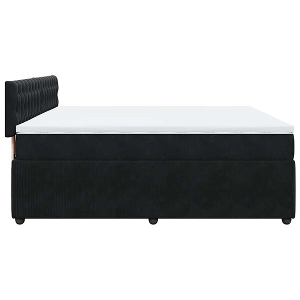 vidaXL Κρεβάτι Boxspring με Στρώμα Μαύρο 180x200 εκ. Βελούδινο