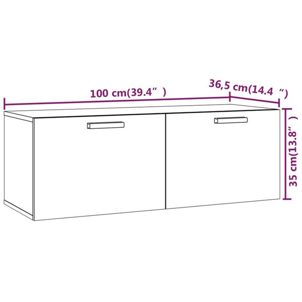 vidaXL Ντουλάπι Τοίχου άσπρο100x36,5x35 εκ. από Επεξεργασμένο Ξύλο