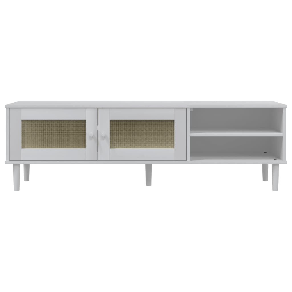 vidaXL Έπιπλο Τηλεόρασης SENJA Λευκό / Ρατάν 158x40x49 εκ. Μασίφ Πεύκο