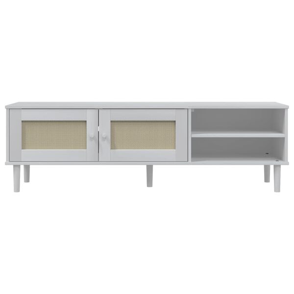 vidaXL Έπιπλο Τηλεόρασης SENJA Λευκό / Ρατάν 158x40x49 εκ. Μασίφ Πεύκο